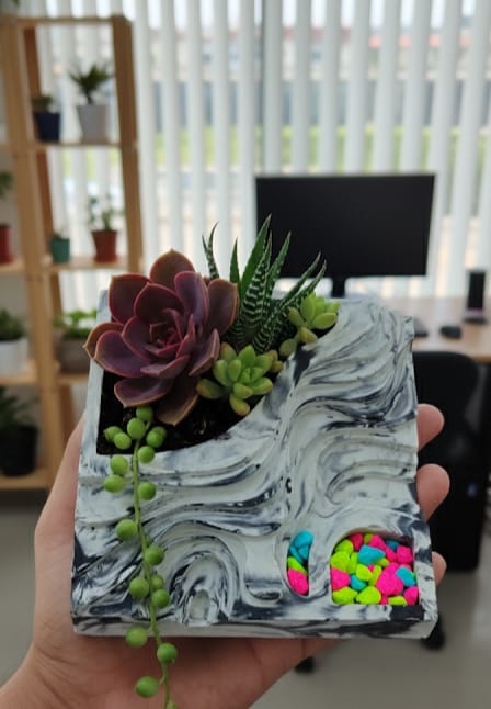 Unique Mountain Swirl Concrete Planter For Succulents