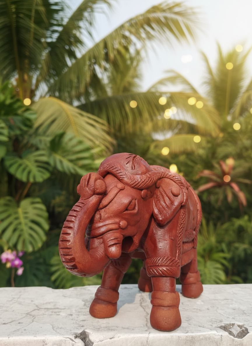 Handcrafted Terracotta Elephant Statue for Home & Garden Decor