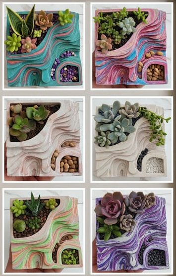 Unique Mountain Swirl Concrete Planter For Succulents